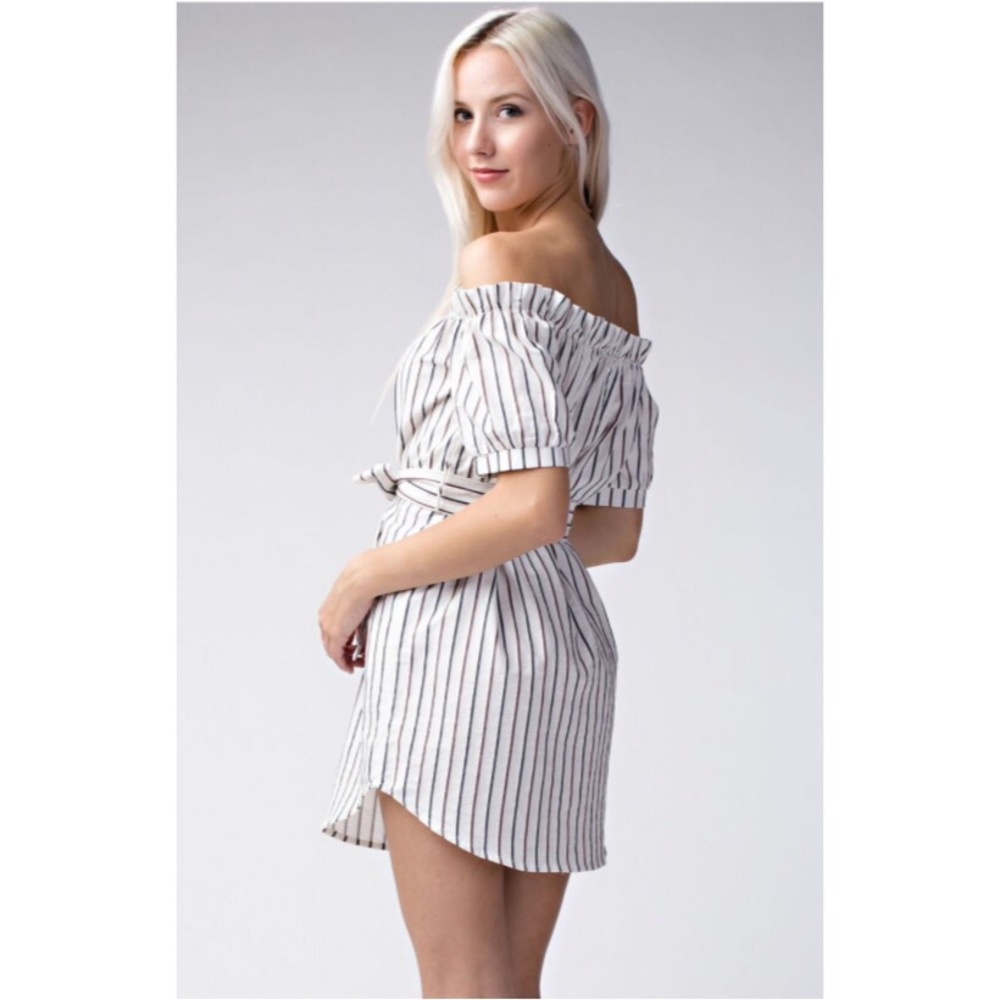 Honey Punch Stripe Off Shoulder Dress - Picture 8 of 8